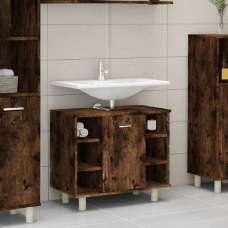 Putnam Wooden Vanity Unit With 1 Door In Smoked Oak - UK