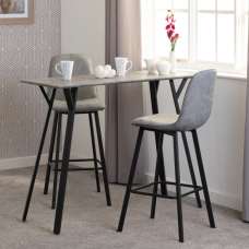 Qinson Wooden Bar Table In Concrete Effect 2 Grey Bar Chairs - UK