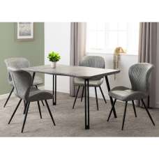 Qinson Concrete Effect Dining Table With 4 Chairs In Grey - UK