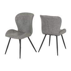 Qinson Grey Faux Leather Dining Chairs In Pair - UK