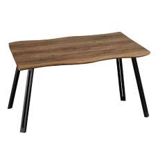 Qinson Wooden Wave Edge Dining Table In Medium Oak - UK