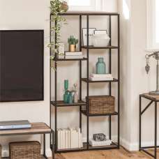 Quebec Wooden Bookcase With 5 Shelves In Weathered Oak - UK