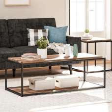 Quebec Wooden Coffee Table In Weathered Oak - UK