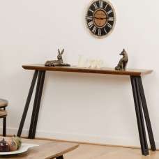 Qinson Wooden Straight Edge Console Table In Medium Oak Effect - UK