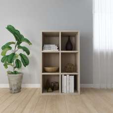 Quena Wooden Bookcase With 6 Compartments In Sonoma Oak - UK