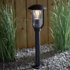 Quinn Outdoor Clear Shade Floor Post In Textured Black - UK