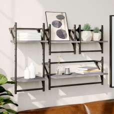 Quito Wooden 4 Piece Set Of Wall Shelf In Grey Sonoma Oak - UK