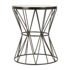 Mekbuda Round White Marble Top Side Table With Corset Frame - UK