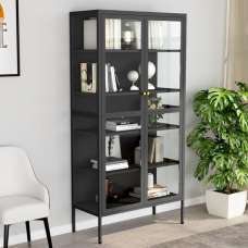 Rabia Steel Display Cabinet With 2 Glass Doors In Anthracite - UK