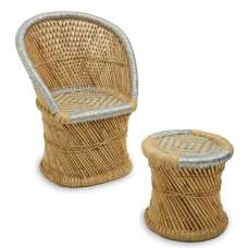 Radford Kids Bamboo Chair And Stool In Natural And Grey - UK