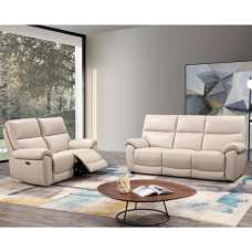 Radford Leather Electric Recliner 3+2 Seater Sofa Set In Chalk - UK