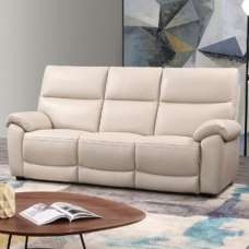 Radford Leather Electric Recliner 3 Seater Sofa In Chalk - UK