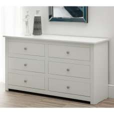 Raddix Wide Chest Of Drawers In Surf White With 6 Drawers - UK