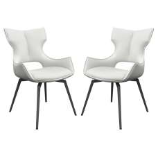Rafael White Leather Dining Chairs In Pair - UK