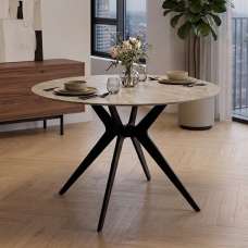 Raffa Round Sintered Stone Top Dining Table in Grey - UK