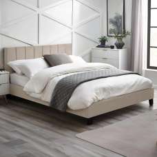 Ragina Velvet Small Double Bed - Cream - UK