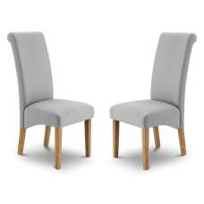 Rainford Grey Fabric Dining Chairs with Oak Legs in Pair - UK