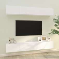 Raivo Wall Hung Wooden Entertainment Unit In White - UK
