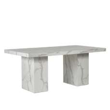 Rama Wooden Dining Table In White Marble Effect - UK