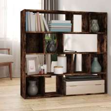 Ramona 105cm Wooden Book Shelf And Room Divider - Smoked Oak - UK