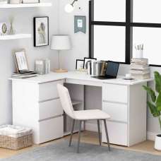 Ramona Wooden Corner Laptop Desk With 4 Drawers - White - UK