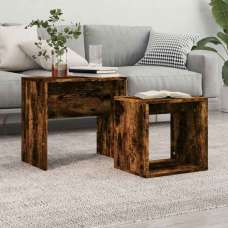 Ramona Wooden Nesting Coffee Table - Smoked Oak - UK