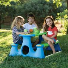 Ramsey Polypropylene Children Picnic Bench In Blue And Green - UK