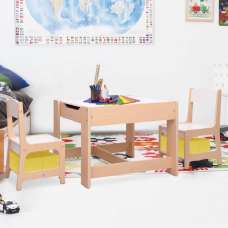 Ramsey Wooden Children Table With 2 Chairs In Brown - UK