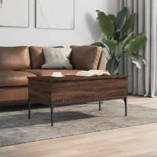 Ramsey Wooden Coffee Table With Metal Frame In Brown Oak - UK