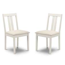 Ranee Ivory Wooden Dining Chairs with Fabric Seat in Pair - UK