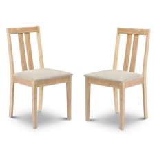 Ranee Light Oak Wooden Dining Chairs with Fabric Seat in Pair - UK