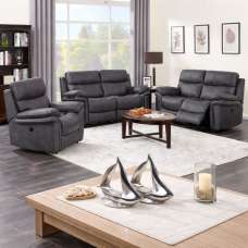 Rasalas Fabric Electric Recliner 3+2+1 Seater Sofa Set - Charcoal - UK