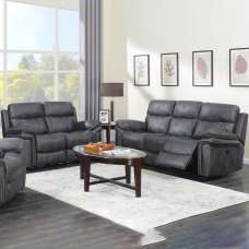 Rasalas Fabric Electric Recliner 3+2 Seater Sofa Set - Charcoal - UK