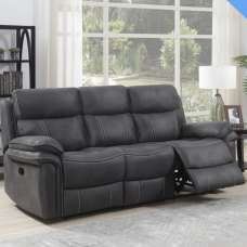 Rasalas Fabric Electric Recliner 3 Seater Sofa - Charcoal - UK