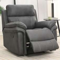 Rasalas Fabric Recliner 1 Seater Sofa In Charcoal Grey - UK