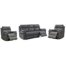 Rasalas Fabric Recliner 3+1+1 Seater Sofa Set In Grey - UK