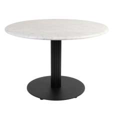 Raseo Round White Carrara Solid Marble Top Coffee Table with Bicton Black Base - UK