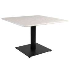 Raseo Square White Carrara Solid Marble Top Coffee Table with Bicton Black Base - UK