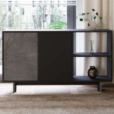 Ravello Wooden Console Table in Anthracite and Grey Marble Effect - UK