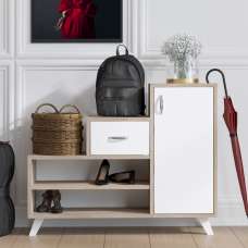 Ravio Wooden Shoe Storage Cabinet in Atlantic Pine and White - UK