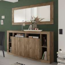 Raya Wooden Sideboard With 3 Doors And Mirror In Mercure - UK