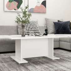 Rayya Rectangular Wooden Coffee Table In White - UK