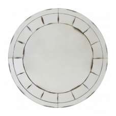 Raze Round Mosaic Effect Wall Mirror In Antique Silver Frame - UK