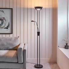 Reading Opal Glass Mother And Child Task Floor Lamp In Matt Black - UK