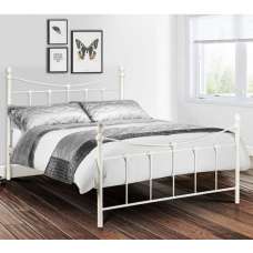 Ranae Metal Single Bed In Stone White - UK