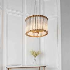 Redding 6 Light Glass Pendant Ceiling Light In Matt Gold - UK