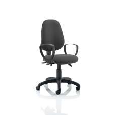 Redmon Fabric Office Chair In Charcoal With Loop Arms - UK