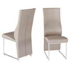 Redmond Taupe Leather Dining Chairs In Pair - UK