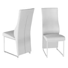 Redmond White Leather Dining Chairs In Pair - UK