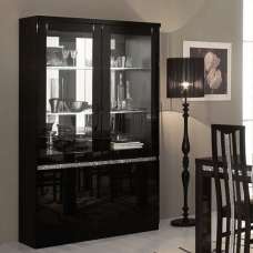 Regal Display Cabinet In Black Gloss Lacquer Cromo Decor LED - UK
